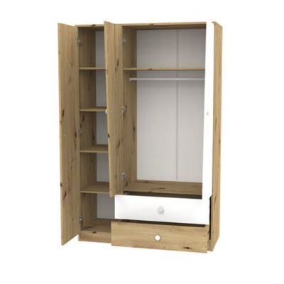 Šatníková skriňa 120 cm CHIMA 2 - dub artisan / biela / šedá