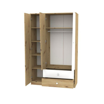 Šatníková skriňa 120 cm CHIMA 2 - dub artisan / biela / šedá
