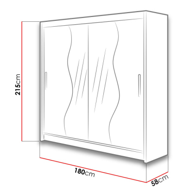 Šatníková skriňa 180 cm so zrkadlom a LED osvetlením OSPINO - dub sonoma