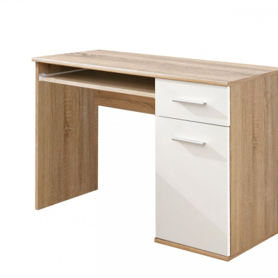 Písací stôl EMAN - dub sonoma / biela