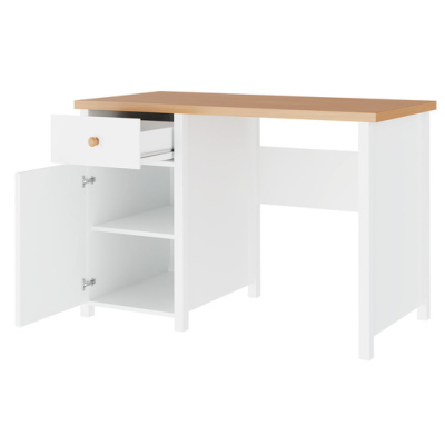 Písací stôl MABARUMA - biely / dub nash