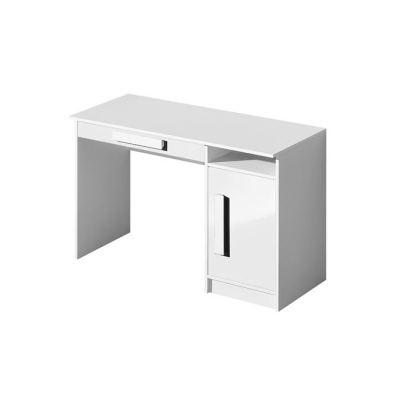 Písací stôl TUCHIN - biely / lesklý biely