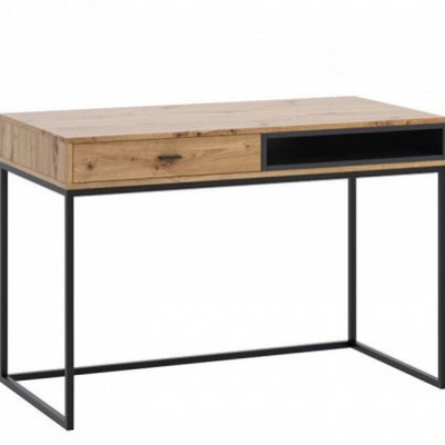 Písací stôl BEND -čierny / dub artisan