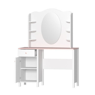Toaletný stolík s nadstavcom LEGUAN - biely / ružový
