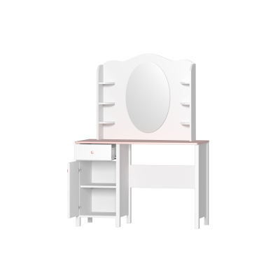 Toaletný stolík s nadstavcom LEGUAN - biely / ružový