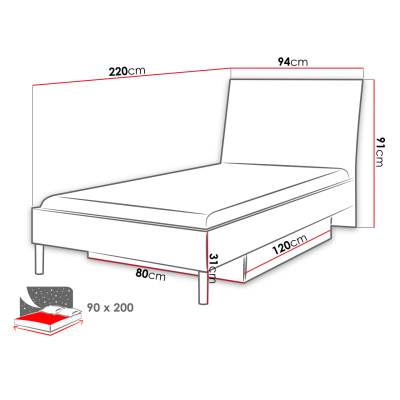 Detská posteľ 90x200 GORT 2 - biela / lesklá sivá