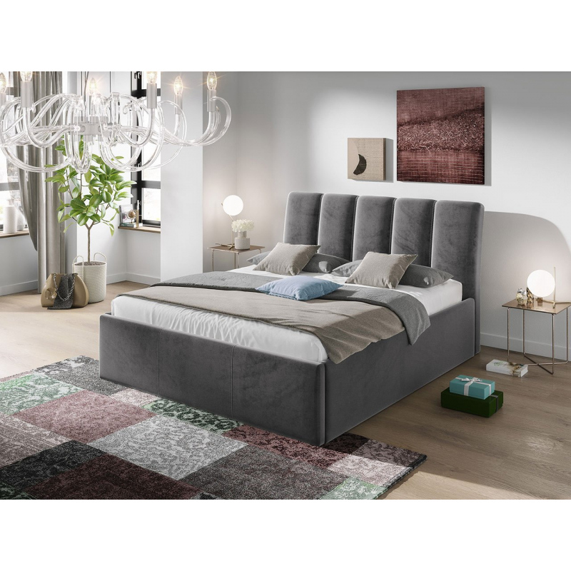 Čalúnená manželská posteľ 160x200 TRALEE - šedá