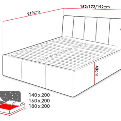 Čalúnená manželská posteľ 160x200 TRALEE - šedá