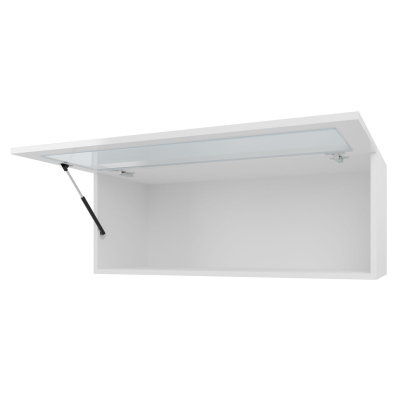 Obývacia stena s LED modrým osvetlením ASHTON 6 - biela / lesklá biela