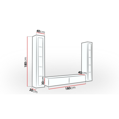 Obývacia stena ASHTON 5 - biela / lesklá biela