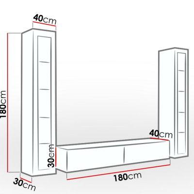 Obývacia stena s LED RGB osvetlením ASHTON 5 - biela / lesklá biela