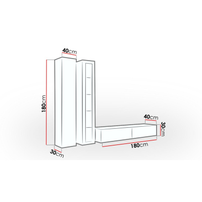 Obývacia stena s LED RGB osvetlením ASHTON 3 - biela / lesklá biela