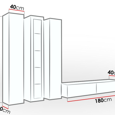 Obývacia stena s LED RGB osvetlením ASHTON 2 - biela / lesklá biela