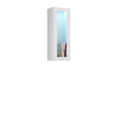 Stena do obývacej izby s LED modrým osvetlením ASHTON N2 - biela / lesklá biela
