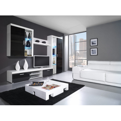 Obývacia stena ITABUNA 3 - biela / lesklá čierna