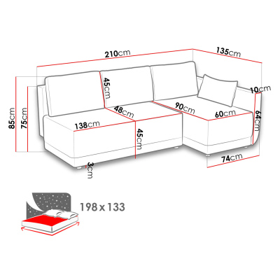 Rohová rozkladacia sedacia súprava UVERAL - béžová, pravý roh