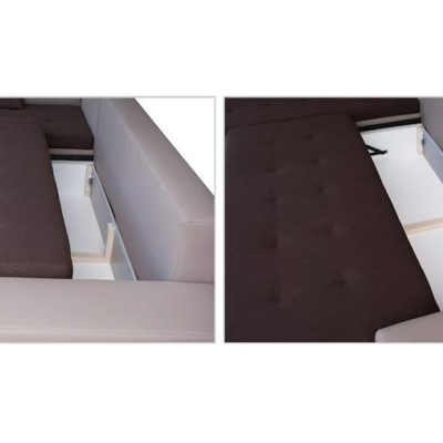 Rozkladacia rohová sedacia súprava EPLATO - biela ekokoža / šedá, ľavý roh
