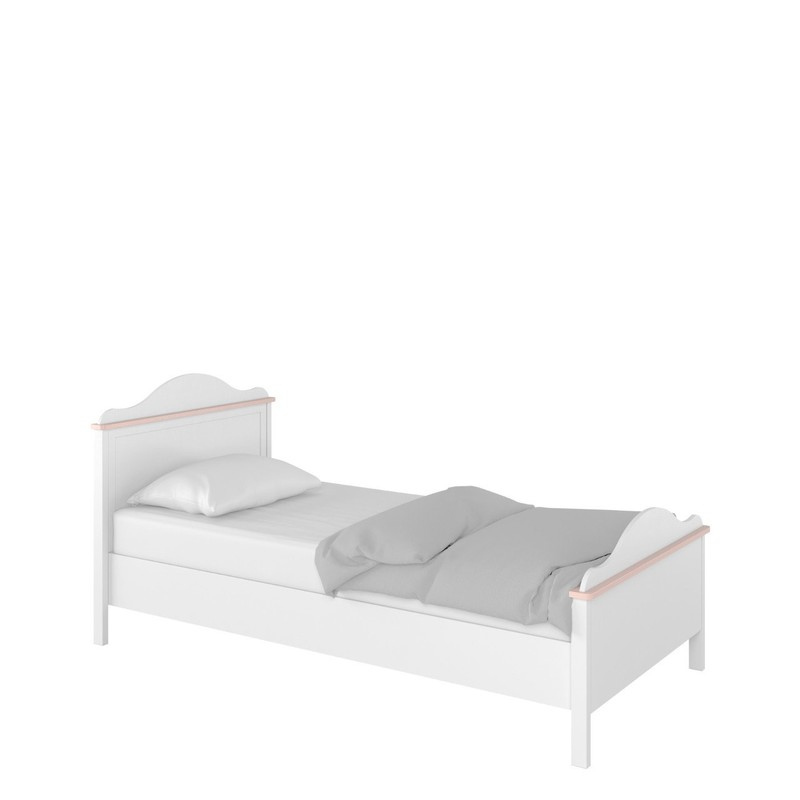 Detská posteľ s matracom a roštom 90x200 LEGUAN - biela / ružová