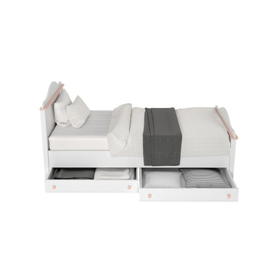 Detská posteľ s matracom a zásuvkami 90×200 LEGUAN - biela / ružová