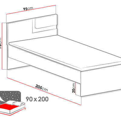 Jednolôžková posteľ 90x200 CHOCHO - antracit / biela