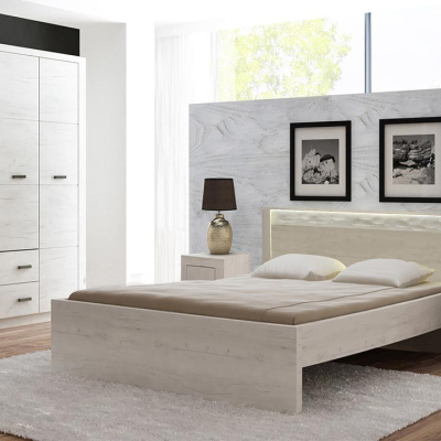 Spálňová zostava s posteľou 160x200 CHALAPATA - dub kraft biely
