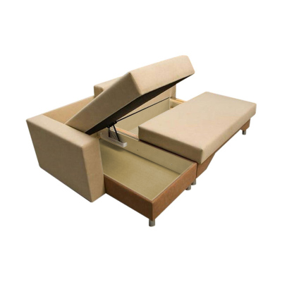 Rohová rozkladacia sedačka MONITOS - hnedá / béžová, ľavý roh
