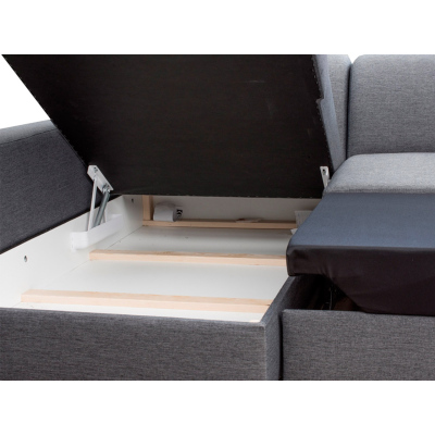 Rozkladacia sedačka s úložným priestorom GABARA - šedá, ľavý roh