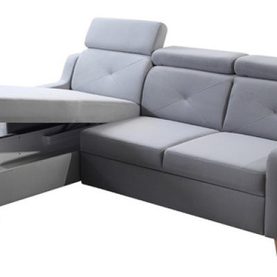 Rohová sedačka s úložným priestorom TASAJERA - šedá, ľavý roh