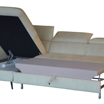 Rohová sedačka s úložným priestorom KALAMA - šedá, ľavý roh