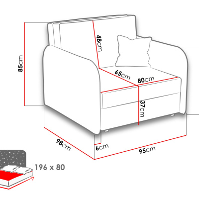 Rozkladacie kreslo BELA LOFT 1 - modré