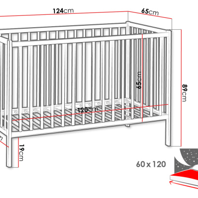 Detská postieľka s matracom ERA - 60x120, biela