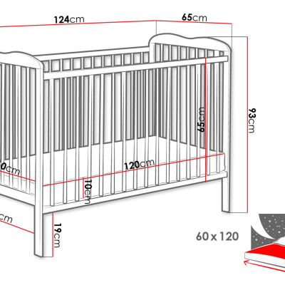 Postieľka pre bábätká FINA - 60x120, biela