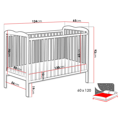 Postieľka pre bábätká FINA - 60x120, biela