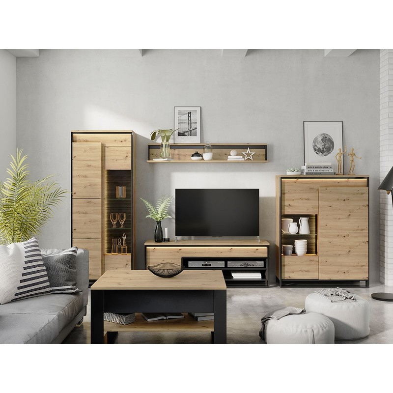 Nábytok do obývacej izby FARN 3 - dub artisan / čierny