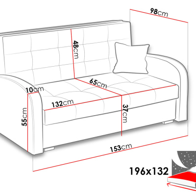 Rozkladacia pohovka s úložným priestorom BELA GOLD 3 - červená
