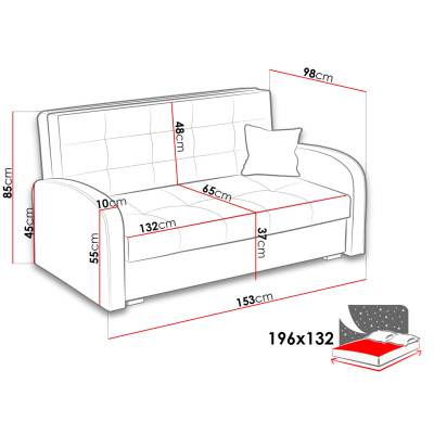 Rozkladacia pohovka s úložným priestorom BELA GOLD 3 - červená