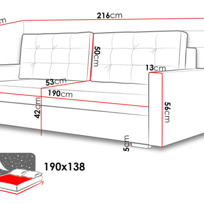 Rozkladacia pohovka s úložným priestorom MOROTURO - šedá
