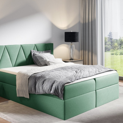 Kontinentálna posteľ GISELA - 160x200, zelená + topper ZDARMA