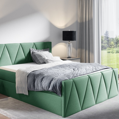 Jednolôžková posteľ GISELA LUX - 120x200, zelená + topper ZDARMA