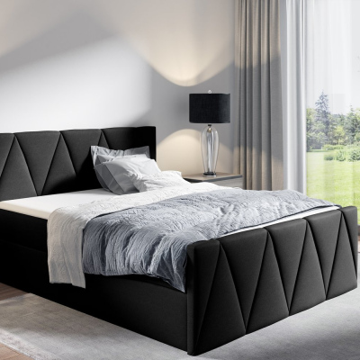 Manželská posteľ GISELA LUX - 140x200, čierna + topper ZDARMA