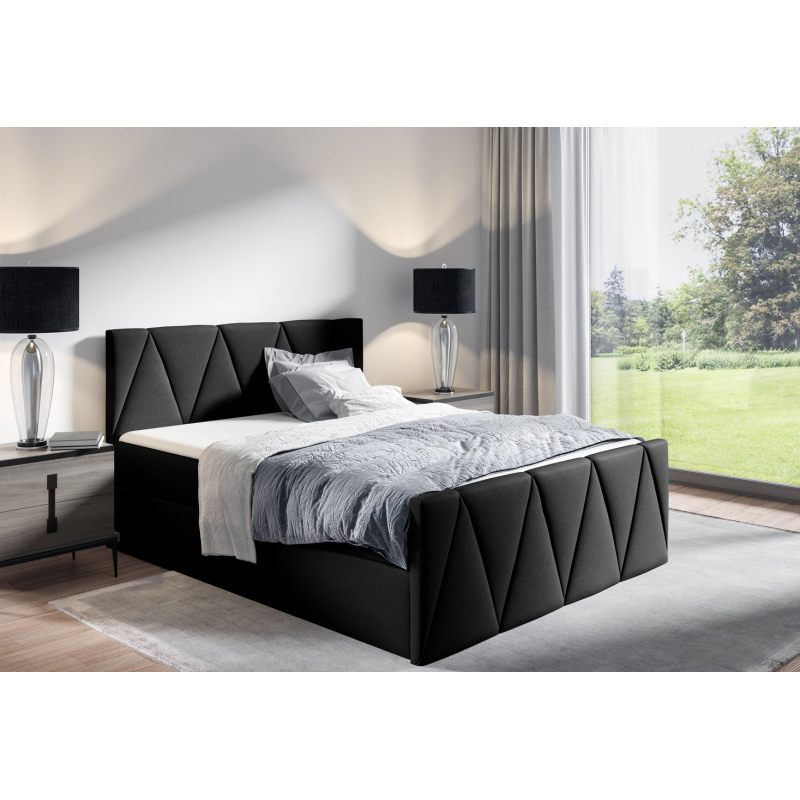 Manželská posteľ GISELA LUX - 140x200, čierna + topper ZDARMA