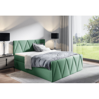 Manželská posteľ GISELA LUX - 140x200, zelená + topper ZDARMA