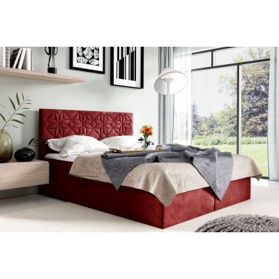 Jednolôžková posteľ KVETA - 120x200, červená + topper ZDARMA