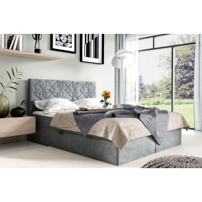 Jednolôžková posteľ KVETA - 120x200, šedá + topper ZDARMA