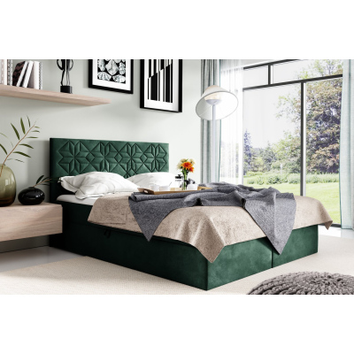 Manželská posteľ KVETA - 140x200, zelená + topper ZDARMA