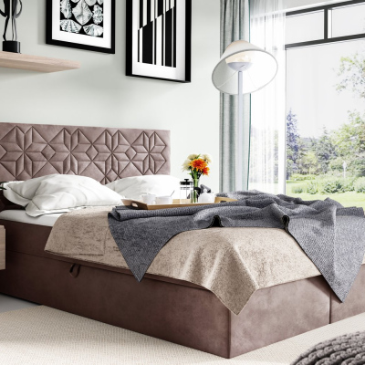 Manželská posteľ KVETA - 140x200, hnedá 2 + topper ZDARMA