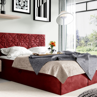 Manželská posteľ KVETA - 160x200, červená + topper ZDARMA