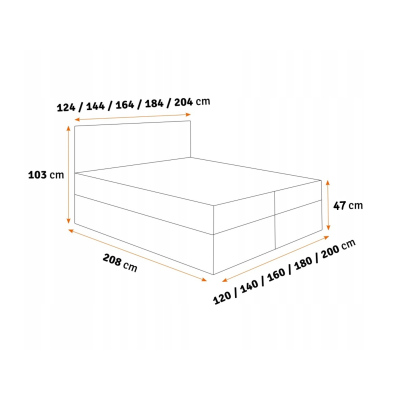 Manželská posteľ KVETA - 160x200, červená + topper ZDARMA