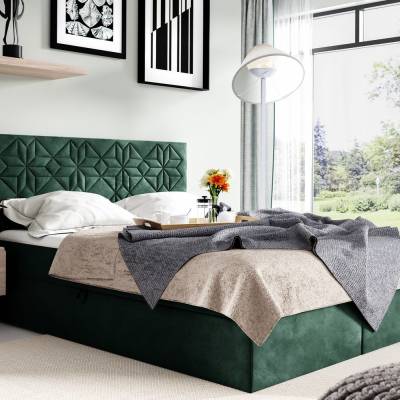 Manželská posteľ KVETA - 160x200, zelená + topper ZDARMA