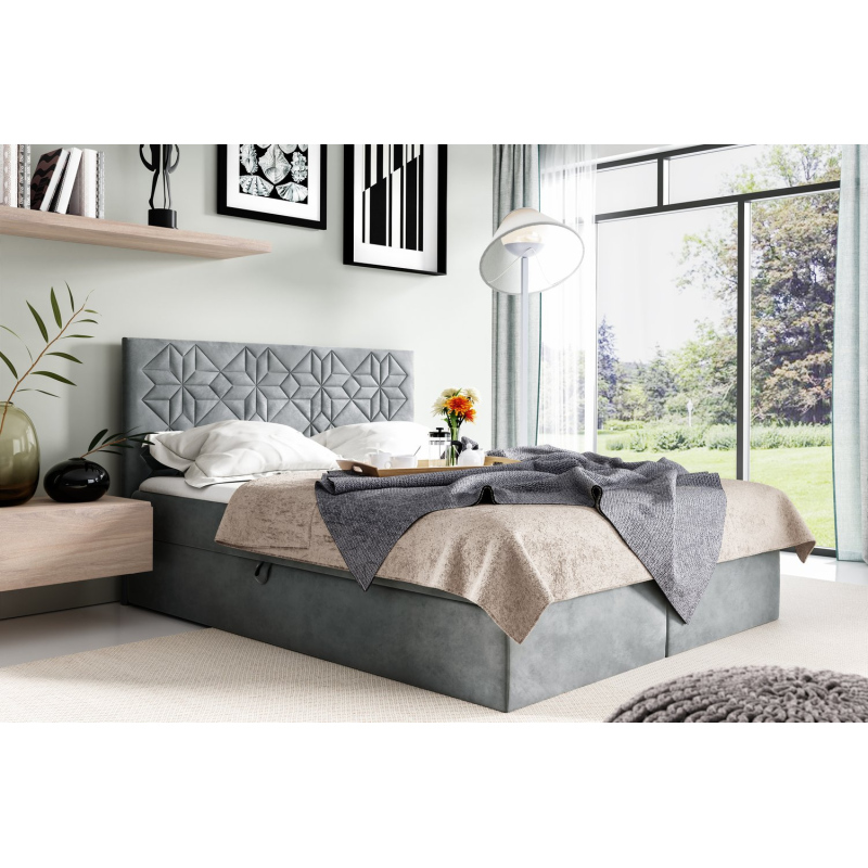 Manželská posteľ KVETA - 160x200, šedá + topper ZDARMA